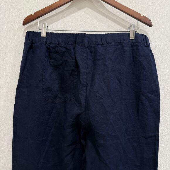 NWT Quince Women’s Large Navy Linen Pants Lightweight Summer Minimalist - Picture 9 of 9